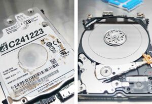 Recuperación de Datos de Disco Duro Western Digital USB WD10SMZW Manipulado y con Plato con Surco. Recuperação de Dados de Disco Rígido Western Digital USB WD10SMZW Manipulado e com Prato com Sulcos